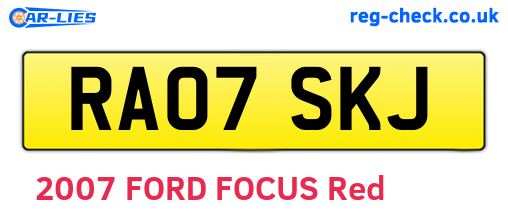 RA07SKJ are the vehicle registration plates.