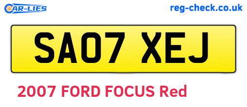SA07XEJ are the vehicle registration plates.