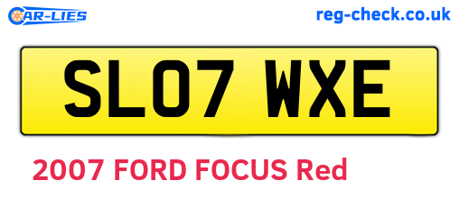 SL07WXE are the vehicle registration plates.