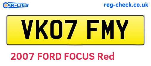 VK07FMY are the vehicle registration plates.