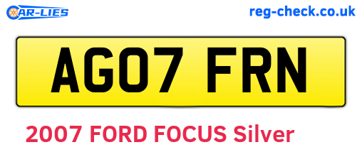 AG07FRN are the vehicle registration plates.