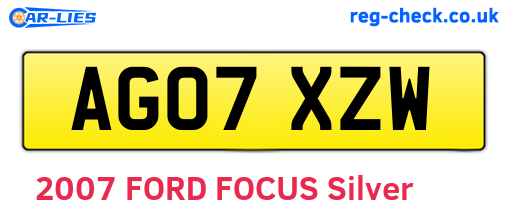 AG07XZW are the vehicle registration plates.