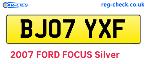 BJ07YXF are the vehicle registration plates.