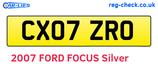 CX07ZRO are the vehicle registration plates.
