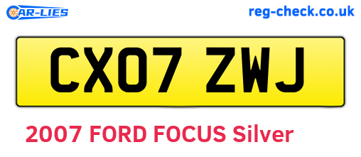 CX07ZWJ are the vehicle registration plates.