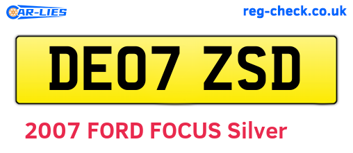 DE07ZSD are the vehicle registration plates.