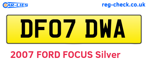 DF07DWA are the vehicle registration plates.