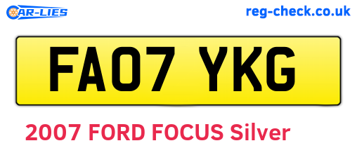 FA07YKG are the vehicle registration plates.