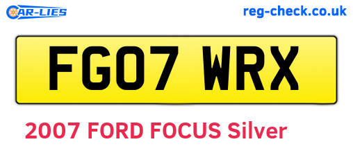 FG07WRX are the vehicle registration plates.