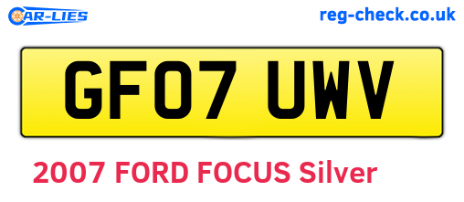 GF07UWV are the vehicle registration plates.