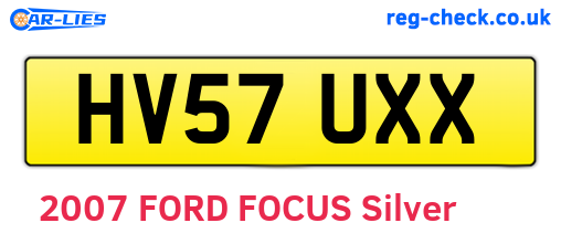 HV57UXX are the vehicle registration plates.