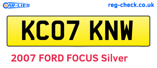 KC07KNW are the vehicle registration plates.