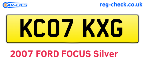 KC07KXG are the vehicle registration plates.