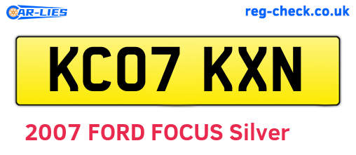 KC07KXN are the vehicle registration plates.