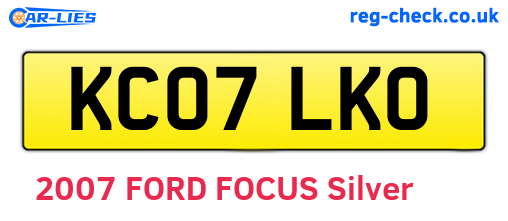 KC07LKO are the vehicle registration plates.