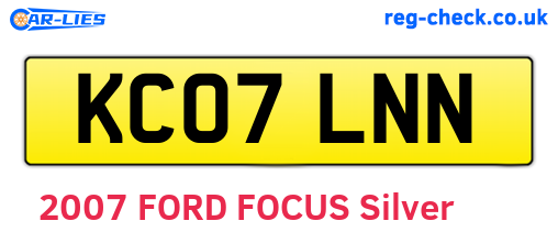 KC07LNN are the vehicle registration plates.