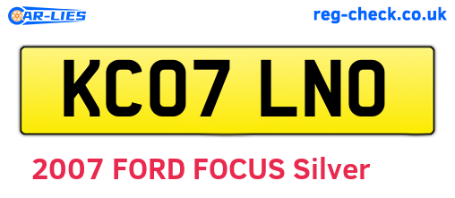 KC07LNO are the vehicle registration plates.