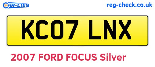 KC07LNX are the vehicle registration plates.