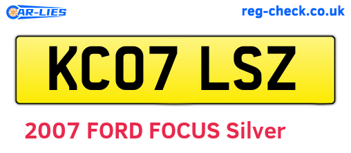 KC07LSZ are the vehicle registration plates.