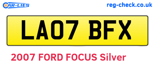LA07BFX are the vehicle registration plates.