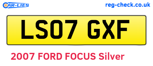LS07GXF are the vehicle registration plates.