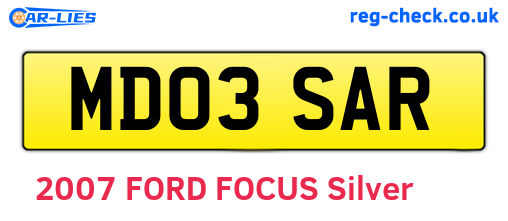 MD03SAR are the vehicle registration plates.