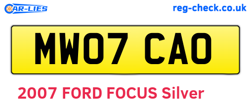 MW07CAO are the vehicle registration plates.