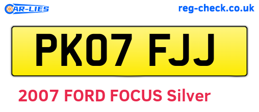 PK07FJJ are the vehicle registration plates.