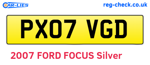 PX07VGD are the vehicle registration plates.