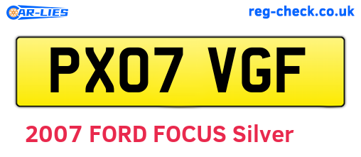 PX07VGF are the vehicle registration plates.
