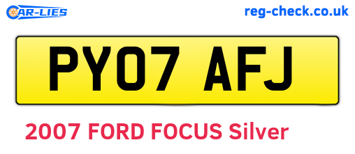 PY07AFJ are the vehicle registration plates.