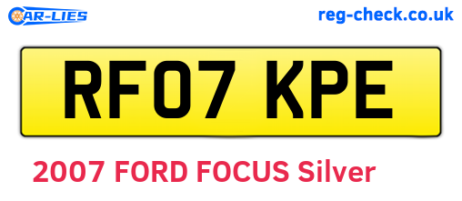 RF07KPE are the vehicle registration plates.