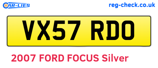 VX57RDO are the vehicle registration plates.