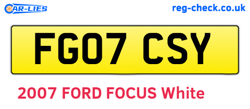 FG07CSY are the vehicle registration plates.