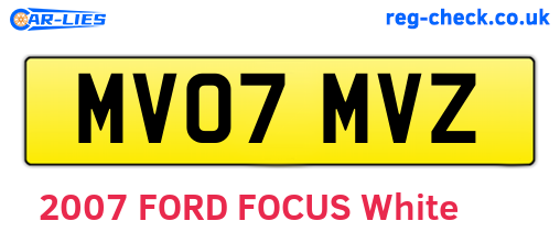 MV07MVZ are the vehicle registration plates.