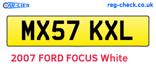 MX57KXL are the vehicle registration plates.