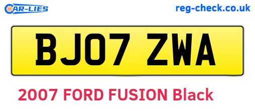 BJ07ZWA are the vehicle registration plates.
