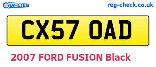 CX57OAD are the vehicle registration plates.