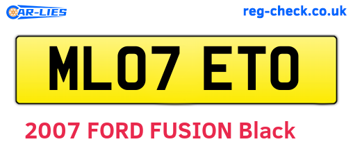 ML07ETO are the vehicle registration plates.