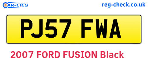 PJ57FWA are the vehicle registration plates.