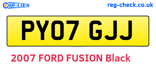 PY07GJJ are the vehicle registration plates.