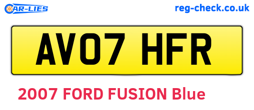 AV07HFR are the vehicle registration plates.