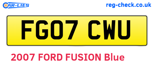 FG07CWU are the vehicle registration plates.
