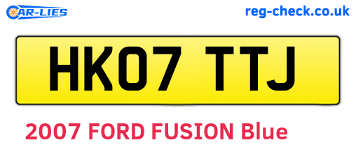 HK07TTJ are the vehicle registration plates.