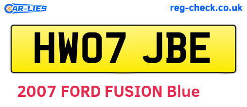 HW07JBE are the vehicle registration plates.
