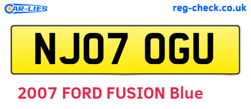 NJ07OGU are the vehicle registration plates.