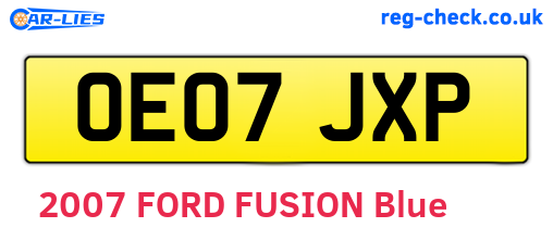 OE07JXP are the vehicle registration plates.