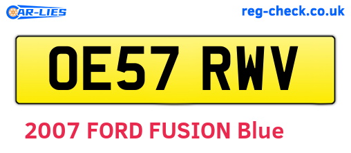 OE57RWV are the vehicle registration plates.
