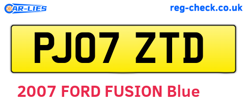 PJ07ZTD are the vehicle registration plates.