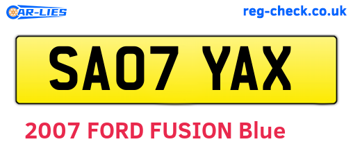 SA07YAX are the vehicle registration plates.